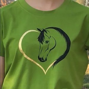 EQ-STAR Heart of Gold Horse Green Slim Fit Tshirt